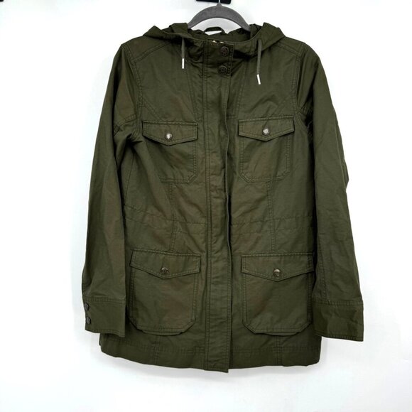 Eddie Bauer Jacket Womens Small olive Green  Full Zip Button Long Sleeve Fleece - Picture 1 of 14